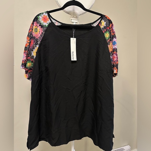 BloomChic Plus Size 3XL Boho Print Lace Panel Raglan Sleeve Blouse us22-24 - Picture 6 of 6